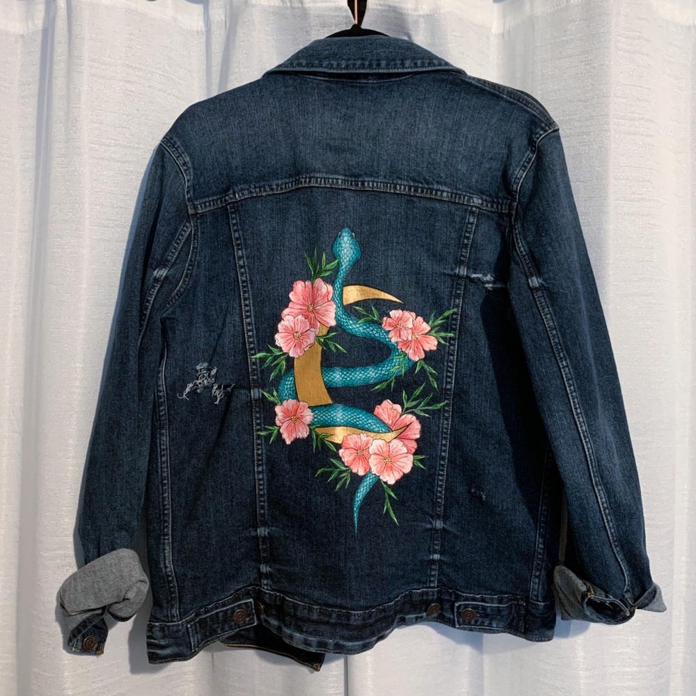 Hand-Painted Lucky Brand Jean Jacket